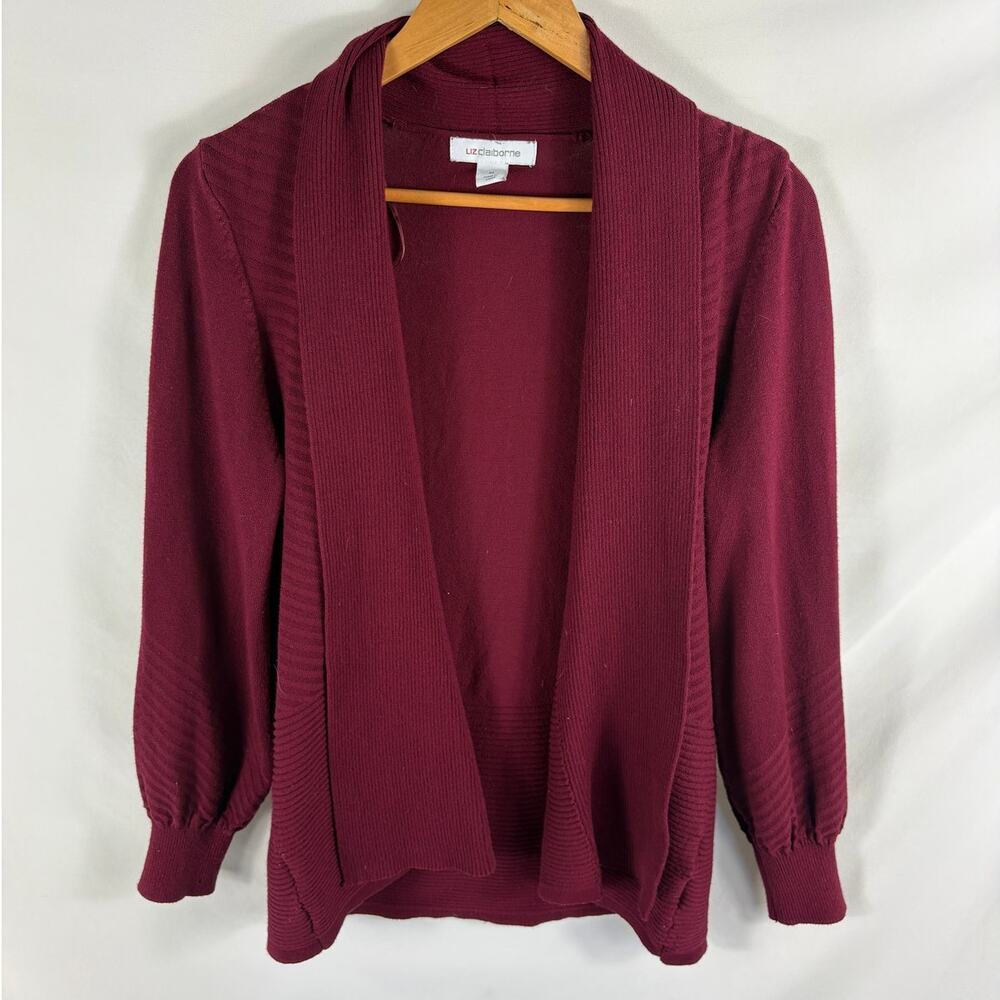 Liz Claiborne Maroon Thick Knit Cardigan sweater Size Medium